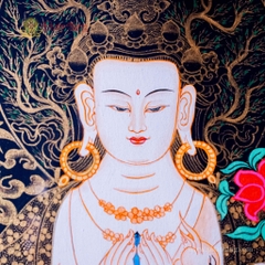 Thangka Đức Bồ Tát Quan Âm Tứ Thủ vẽ tay Nepal 127x157
