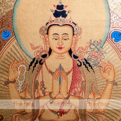 Thangka Đức Bồ Tát Quan Âm Tứ Thủ 44x55