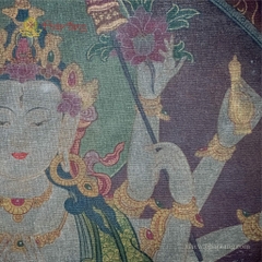 Thangka Đức Chuẩn Đề vẽ tay Tu viện Gompa 87x67