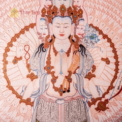 Tranh Thangka Bồ Tát Quan Âm Thập Nhất Diện Dát Bạc 94x124cm | Pháp Tạng