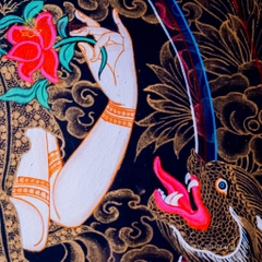 Thangka Đức Bồ Tát Quan Âm Tứ Thủ vẽ tay Nepal 127x157