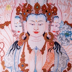 Tranh Thangka Bồ Tát Quan Âm Thập Nhất Diện Dát Bạc 94x124cm | Pháp Tạng