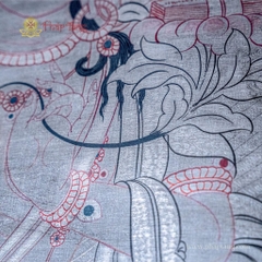 Thangka Đức Văn Thù Sư Lợi vẽ tay dát bạc Tu viện Gompa 95x125
