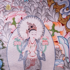 Tranh Thangka Bồ Tát Quan Âm Thập Nhất Diện Dát Bạc 94x124cm | Pháp Tạng