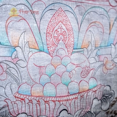 Thangka Đức Văn Thù Sư Lợi vẽ tay dát bạc Tu viện Gompa 95x125