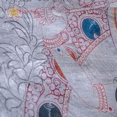 Thangka Đức Văn Thù Sư Lợi vẽ tay dát bạc Tu viện Gompa 95x125