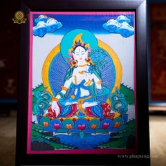 Thangka Đức Tara trắng 22x29