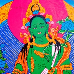 Thangka Đức Tara xanh 22x29