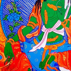 Thangka Đức Tara xanh 22x29
