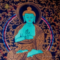 Thangka Đức Bồ Tát Quan Âm Tứ Thủ vẽ tay Nepal 127x157