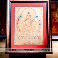 Thangka Đức Bồ Tát Quan Âm Tứ Thủ 44x55