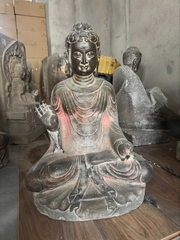 Tượng Phật Thích Ca Đá Xanh Nguyên Khối Thủ Ấn Vô Úy 55cm Sưu Tầm