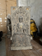 Tượng Phật Thích Ca Đá Xanh Xưa Hào Quang 70cm 50kg