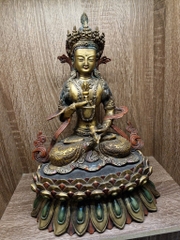 Tượng Đức Kim Cang Tát Đỏa đồng Pháp Lam (34.5x23.5cm)