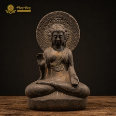 Tượng Đức Bổn Sư Thích Ca Đá Xanh Nguyên Khối Xưa Sưu Tầm (69x50x110cm)
