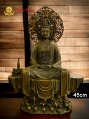 Tượng Đức Bồ Tát Quán Tự Tại ngự tòa sen đồng Việt Nam 45cm