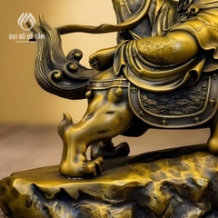Tượng Văn Thù Sư Lợi Bồ Tát Cưỡi Sư Tử Đồng Việt Nam Cao 40cm