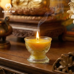 Cặp Nến Bơ Tự Nhiên Ly Thủy Tinh 8H (Đỏ/Vàng)