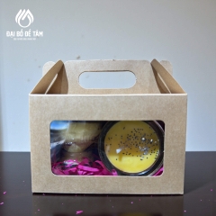 Cặp Nến Bơ Tự Nhiên Ly Thủy Tinh 8H (Đỏ/Vàng)