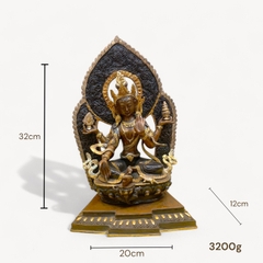 Tượng Đức Cát Tường Thiên Nữ ngự tòa sen đồng thế hiếm Nepal 32cm