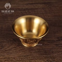 Chén Nước Cúng Dường Bằng Đồng Khắc Bát Bảo Cát Tường | Đại Bồ Đề Tâm