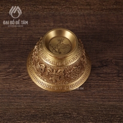 Chén Nước Cúng Dường Bằng Đồng Khắc Bát Bảo Cát Tường | Đại Bồ Đề Tâm