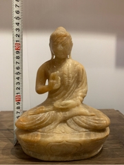 Tượng Phật Thích Ca Ngọc Phỉ Thúy Vàng Nguyên Khối 23.5cm