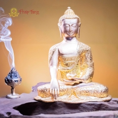 Tượng Phật Thích Ca Mâu Ni Đồng Mạ Vàng 24K Ấn Độ Mật Tông 40cm