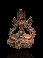 Tượng Đức Phật Mẫu Tara xanh đồng đỏ 20cm
