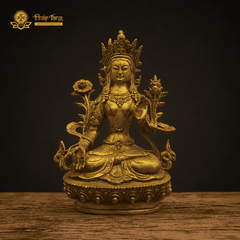 Tượng Đức Phật Mẫu Tara Trắng Đồng Đài Loan (21x14x7cm - 1kg)