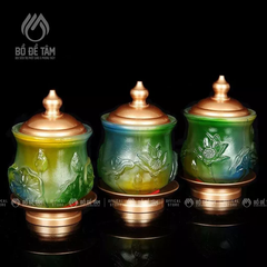 [COMBO] Trọn Bộ Thờ Cúng Lưu Ly Xanh Chân Đồng Cao Cấp