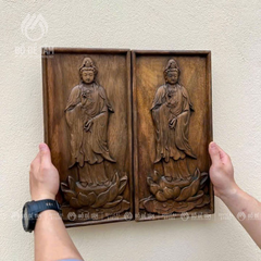[Combo 3 Tranh Gỗ] Tam Thánh 20x40cm Treo Tường – Phật A Di Đà, Quán Âm, Địa Tạng