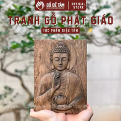 Tranh Gỗ Phật Giáo Tác Phẩm "Diệu Tâm", Tranh Treo Tường/Để Bàn