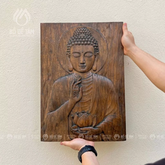 Tranh Gỗ Phật Giáo Tác Phẩm "Diệu Tâm", Tranh Treo Tường/Để Bàn