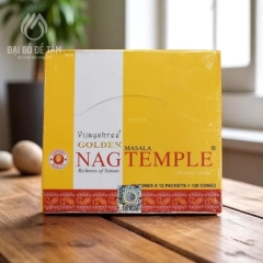 [12 Hộp] Nụ Trầm Ấn Độ Nag Temple – Hương Trầm Tự Nhiên Thanh Lọc Không Gian, Bìa Vàng