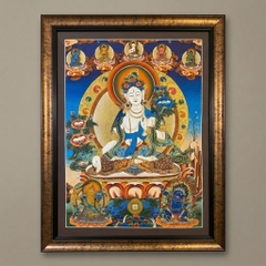 Tranh Thangka Bồ Tát Tara Trắng – Bạch Độ Mẫu Ngũ Phương Phật | Pháp Tạng