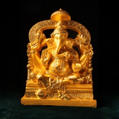 Tôn Tượng Bồ Tát Hoan Hỷ Thiên Ganesha Đá Nguyên Khối Dát Vàng 24K Cao 58cm