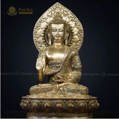 Tượng Phật Thích Ca Mâu Ni Đồng Mạ Bạc Ấn Độ Mật Tông 34cm