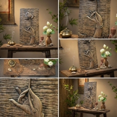 Tranh Gỗ Lim Thủ Công Liên Hoa (20x40cm) - Trang Nghiêm Phòng Thờ