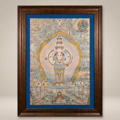 Tranh Thangka Bồ Tát Quan Âm Thập Nhất Diện Dát Bạc 94x124cm | Pháp Tạng