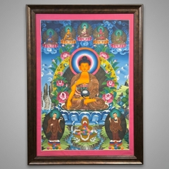 Tranh Thangka Đức Phật Thích Ca Mâu Ni & Ngũ Phương Phật – Shakyamuni 92×65cm | Pháp Tạng
