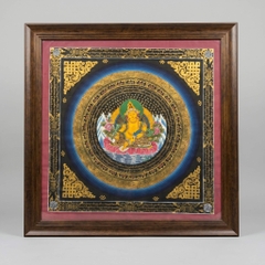 Tranh Thangka Mandala Đức Hoàng Thần Tài Vẽ Vàng 89x89cm | Pháp Tạng