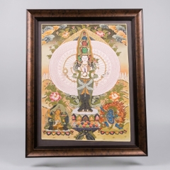 Tranh Thangka Quan Âm Thập Nhất Diện Tam Tôn 50x60cm | Pháp Tạng