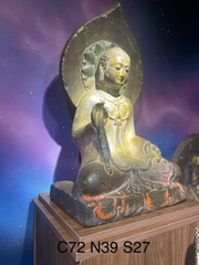 Tượng Đức Bổn Sư Thích Ca kiết ấn giáo hóa đá xanh nguyên khối xưa sưu tầm 72cm