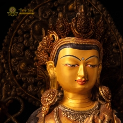 Tượng Bồ Tát Quan Thế Âm Tứ Thủ Đồng Mạ Vàng Nepal Mật Tông 60cm