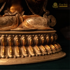 Tượng Bồ Tát Quan Thế Âm Tứ Thủ Đồng Mạ Vàng Nepal Mật Tông 60cm