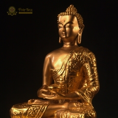 Tượng Phật Thích Ca Mâu Ni Đồng Mạ Vàng 24K Mật Tông 30cm