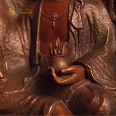 Tượng Bồ Tát Địa Tạng Vương Đồng Đen Nguyên Khối Hào Quang Lửa 65cm