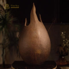 Tượng Bồ Tát Địa Tạng Vương Đồng Đen Nguyên Khối Hào Quang Lửa 65cm