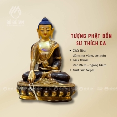 Tượng Phật Thích Ca Mâu Ni Đồng Mạ Vàng 21cm Nepal